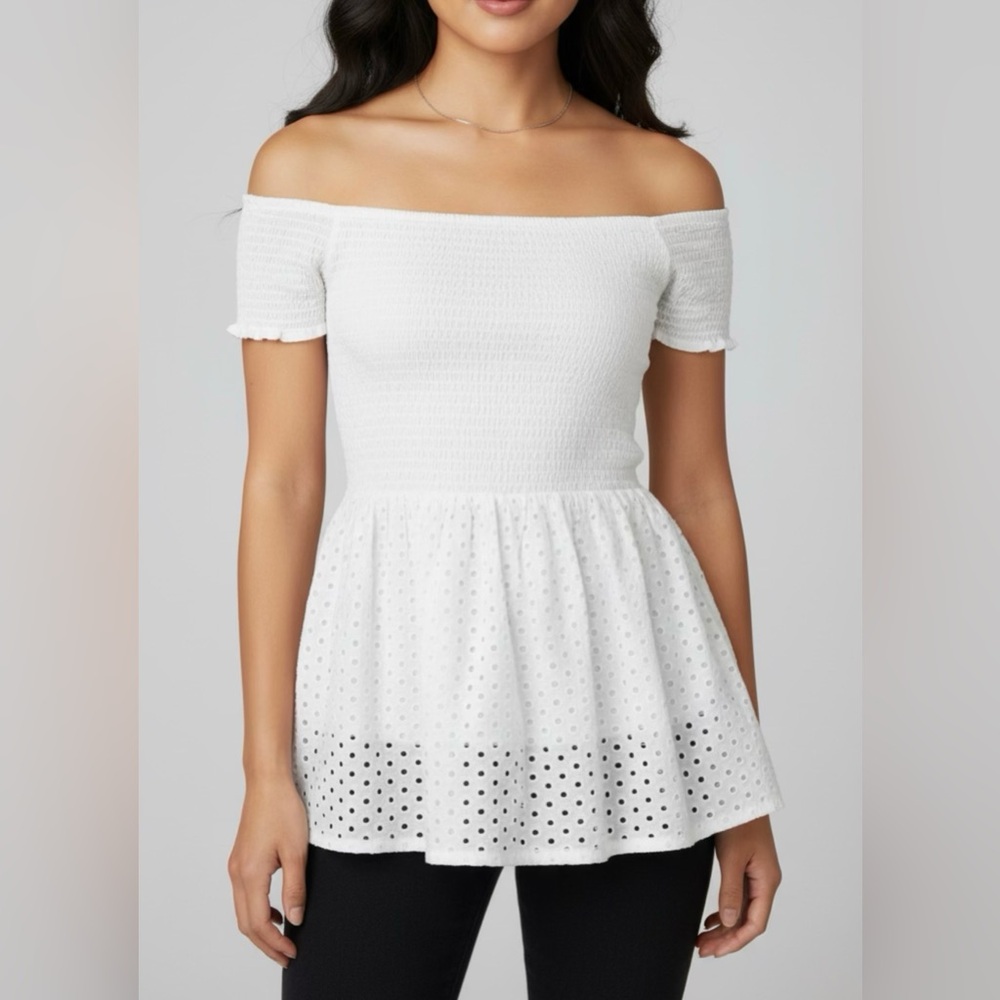 Venus White Smocked Top